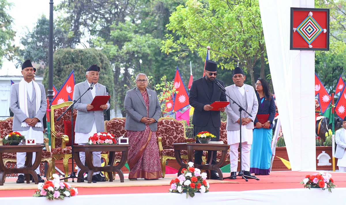 प्रधानमन्त्री बालेन्द्र शाह (बालेन) ले राष्ट्रपति रामचन्द्र पौडेलसमक्ष पद तथा गोपनीयताको शपथ ग्रहण